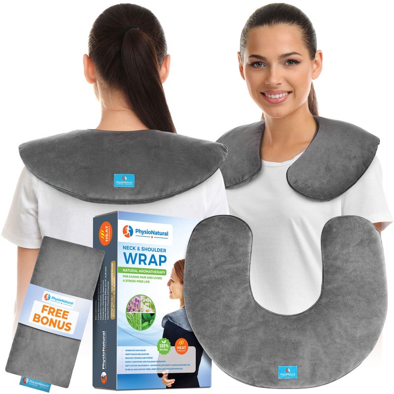 Microwavable Neck Wrap Instant Relief for Stiffness Muscle Pain Tension and Stress Migraines Headaches Moist Heat Therapeutic Pillow with Herbal Aromatherapy